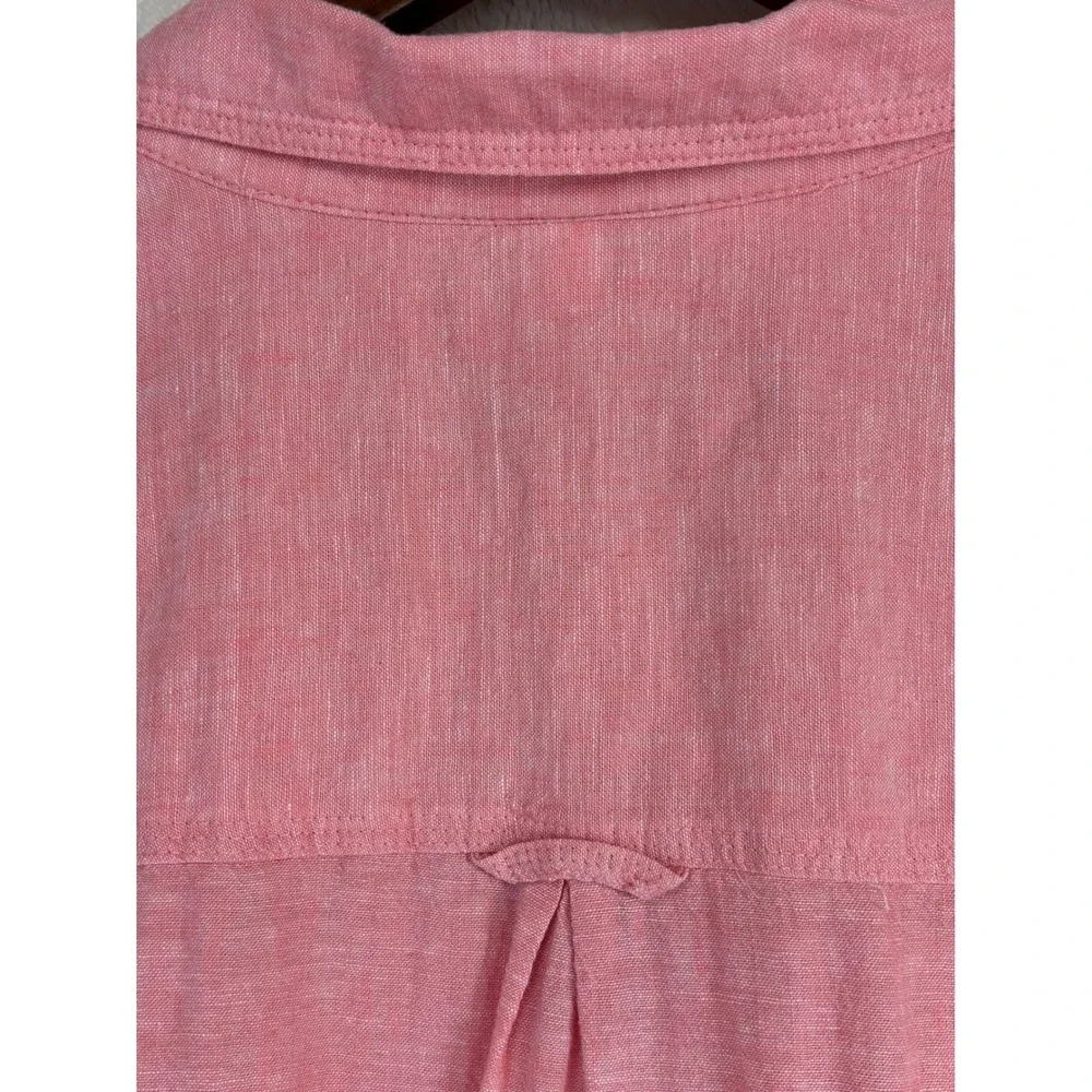CATHERINES Linen Button Down Shirt Pink Long Sleeve Womens Pink‎ Cotton 3/4 3X